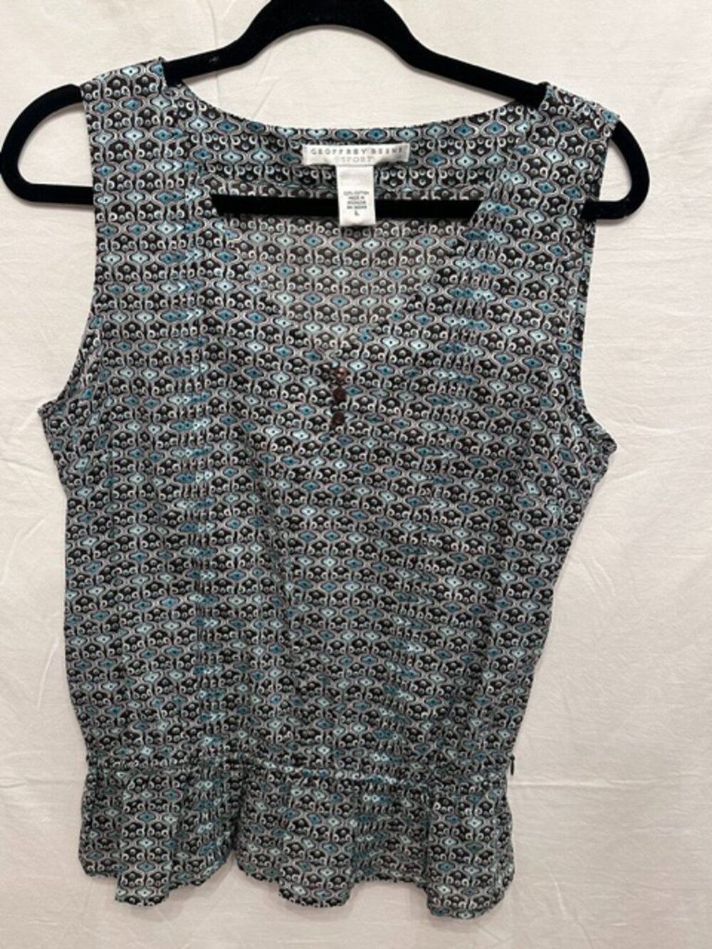 Geoffrey Beene Sport Sleeveless Cotton Printed Blouse Size Large